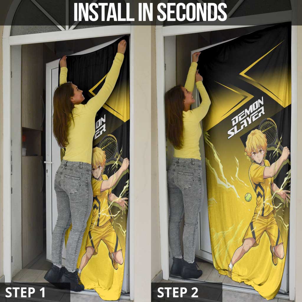 Zenitsu Agatsuma Thunder Smash Door Cover Sporty Anime Mashup Style