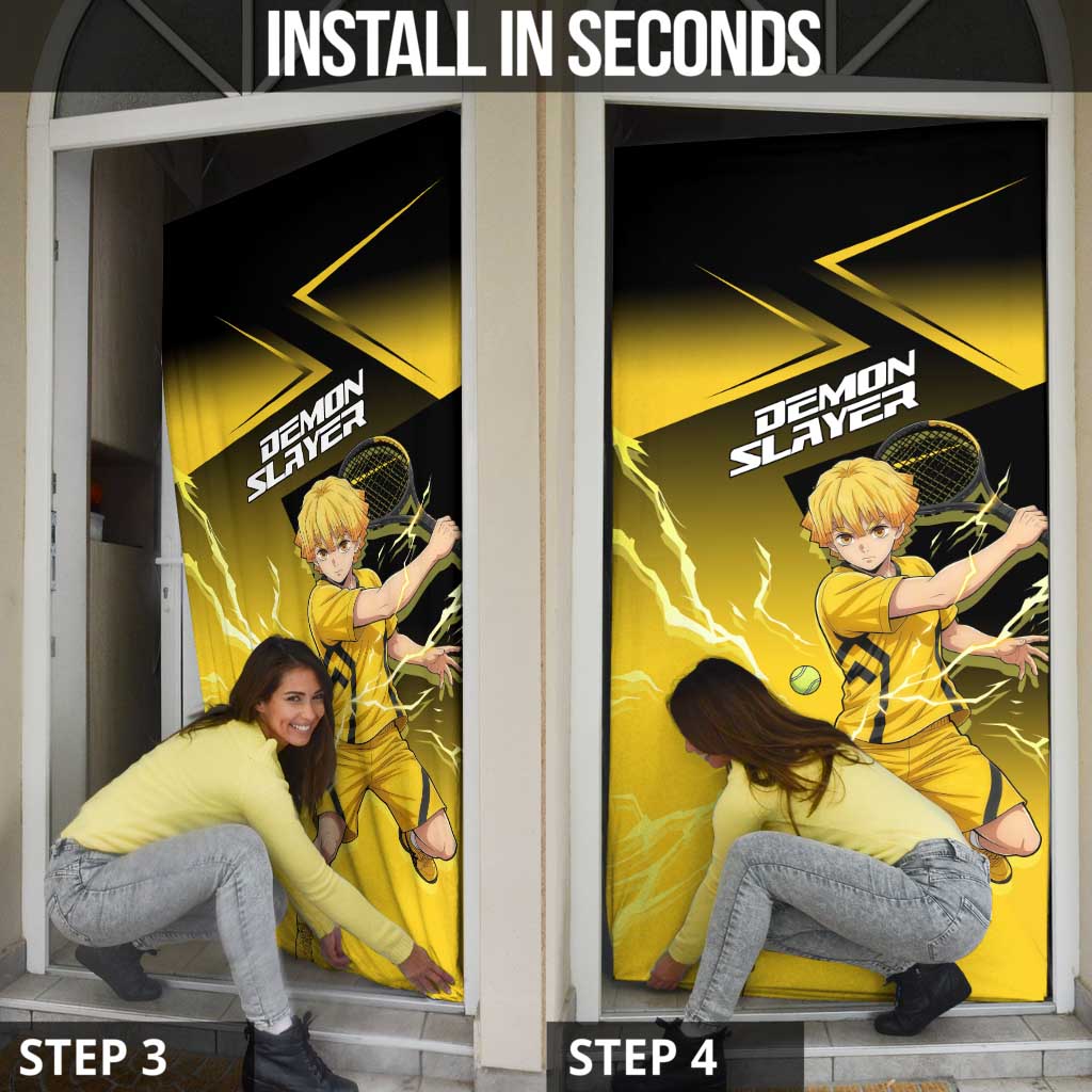 Zenitsu Agatsuma Thunder Smash Door Cover Sporty Anime Mashup Style