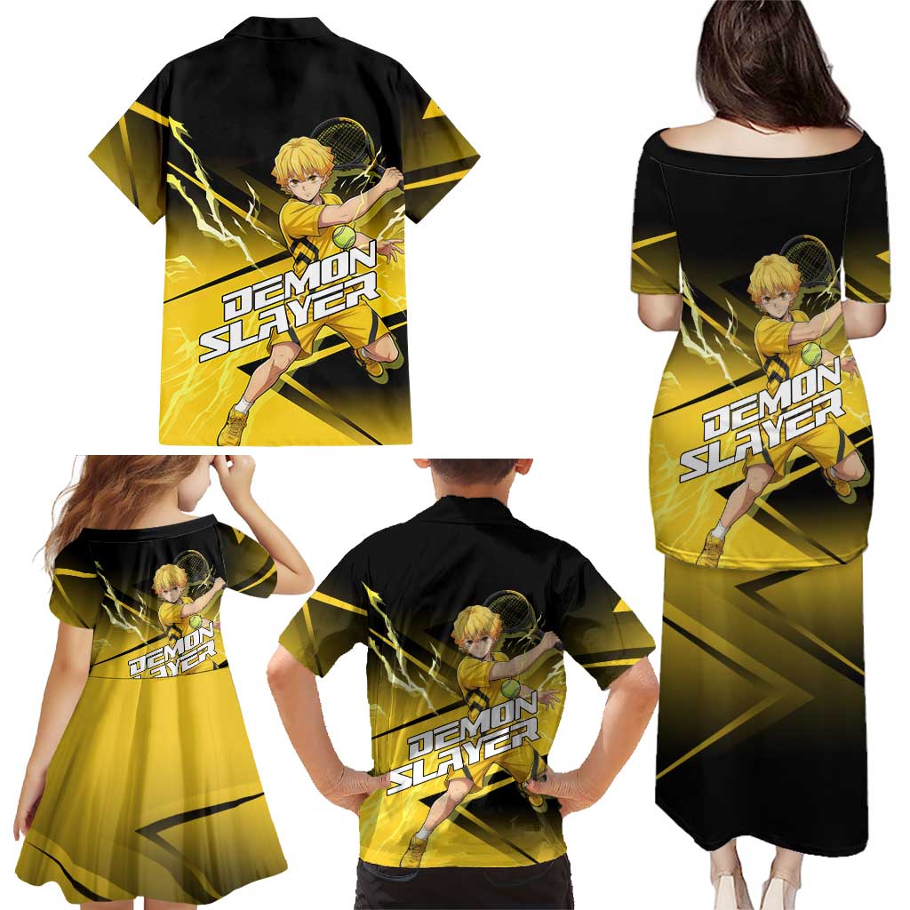 Zenitsu Agatsuma Thunder Smash Family Matching Puletasi and Hawaiian Shirt Sporty Anime Mashup Style