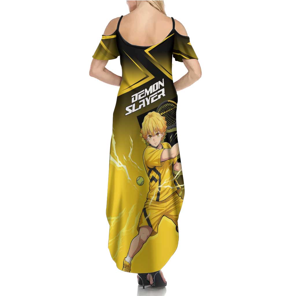 Zenitsu Agatsuma Thunder Smash Family Matching Summer Maxi Dress and Hawaiian Shirt Sporty Anime Mashup Style