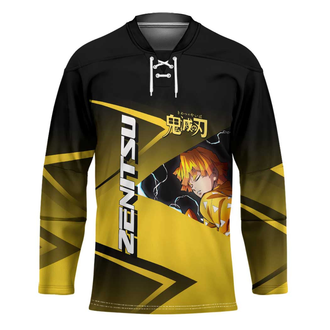 Zenitsu Agatsuma Thunder Smash Hockey Jersey Sporty Anime Mashup Style