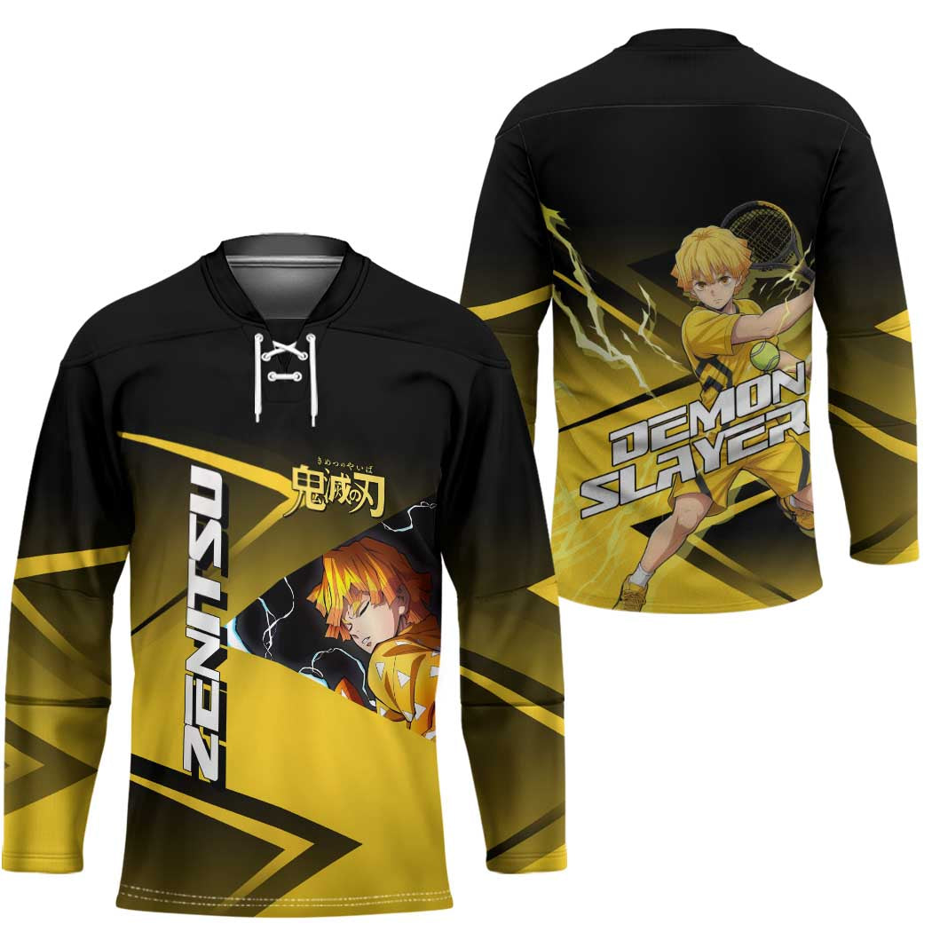Zenitsu Agatsuma Thunder Smash Hockey Jersey Sporty Anime Mashup Style
