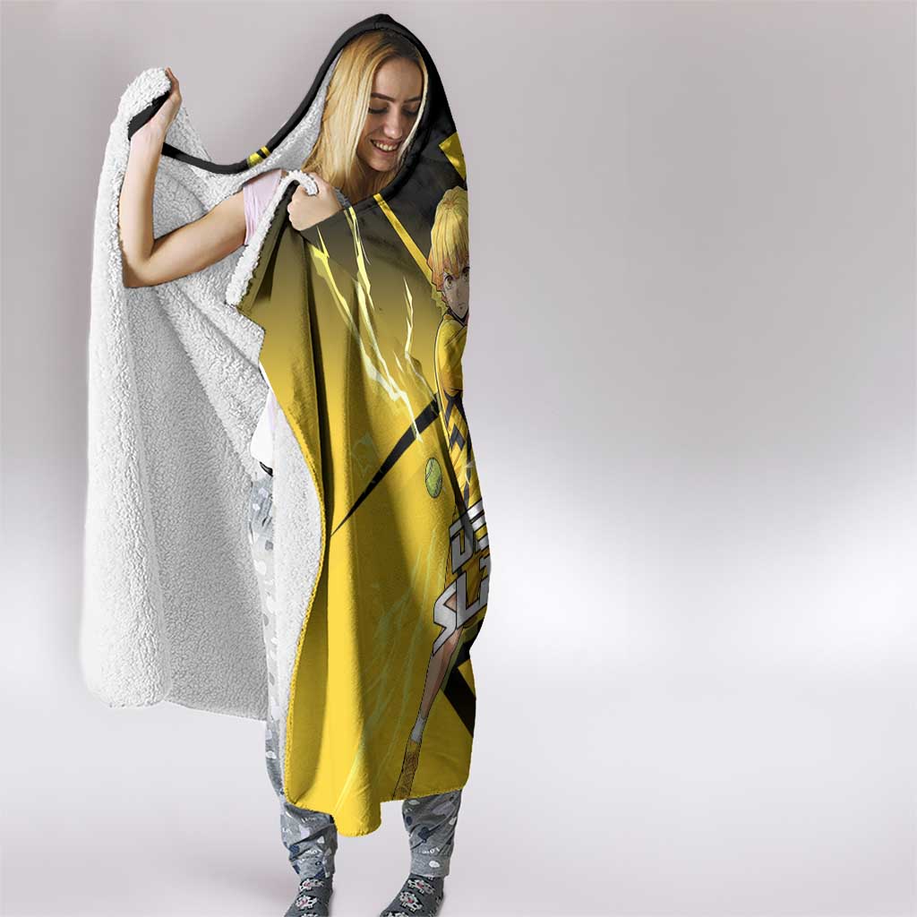 Zenitsu Agatsuma Thunder Smash Hooded Blanket Sporty Anime Mashup Style