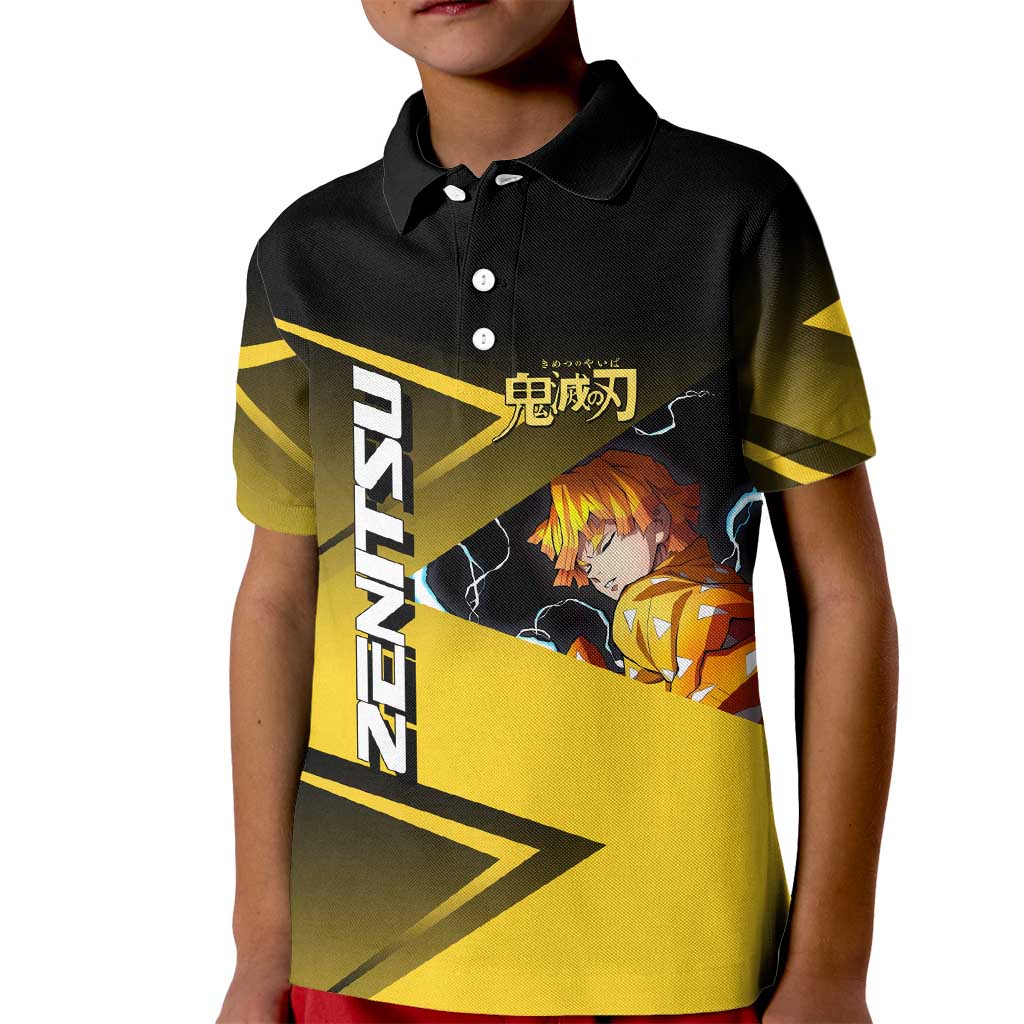 Zenitsu Agatsuma Thunder Smash Kid Polo Shirt Sporty Anime Mashup Style