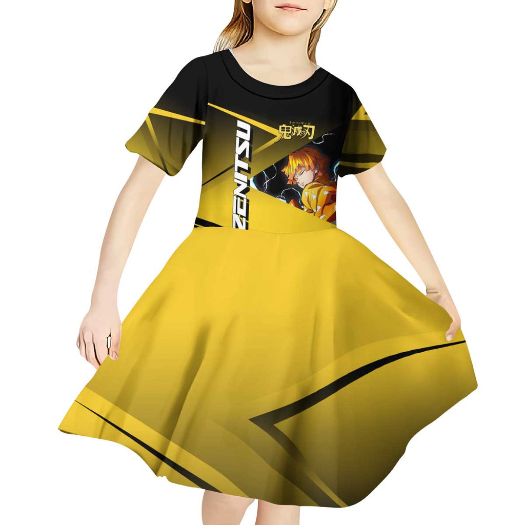 Zenitsu Agatsuma Thunder Smash Kid Short Sleeve Dress Sporty Anime Mashup Style