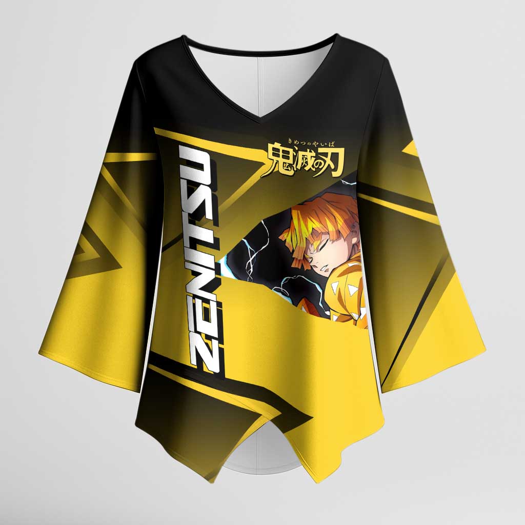 Zenitsu Agatsuma Thunder Smash Kimono Sleeve Blouse Sporty Anime Mashup Style