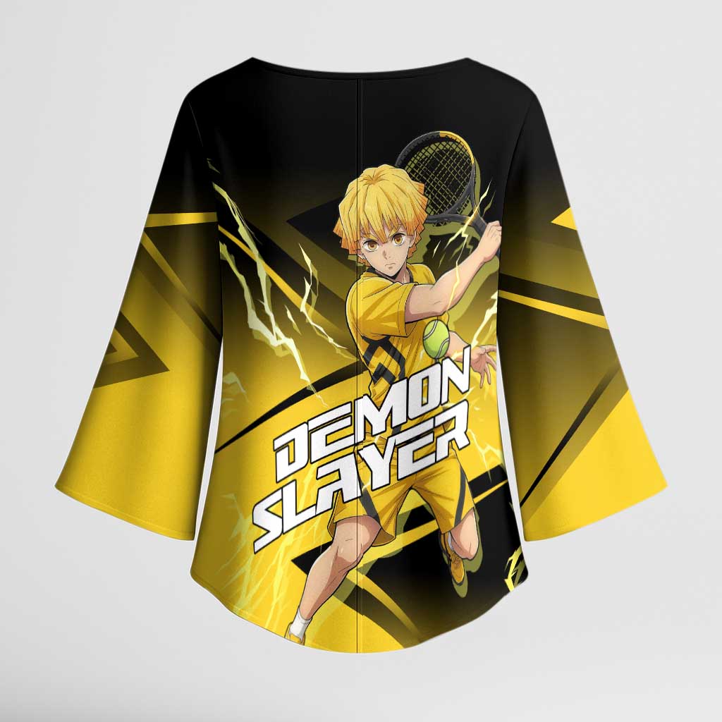 Zenitsu Agatsuma Thunder Smash Kimono Sleeve Blouse Sporty Anime Mashup Style