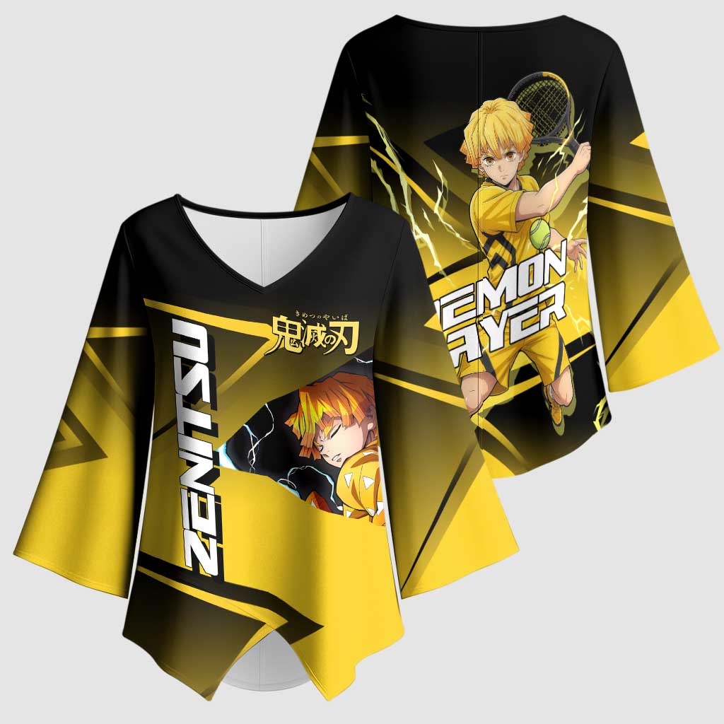 Zenitsu Agatsuma Thunder Smash Kimono Sleeve Blouse Sporty Anime Mashup Style