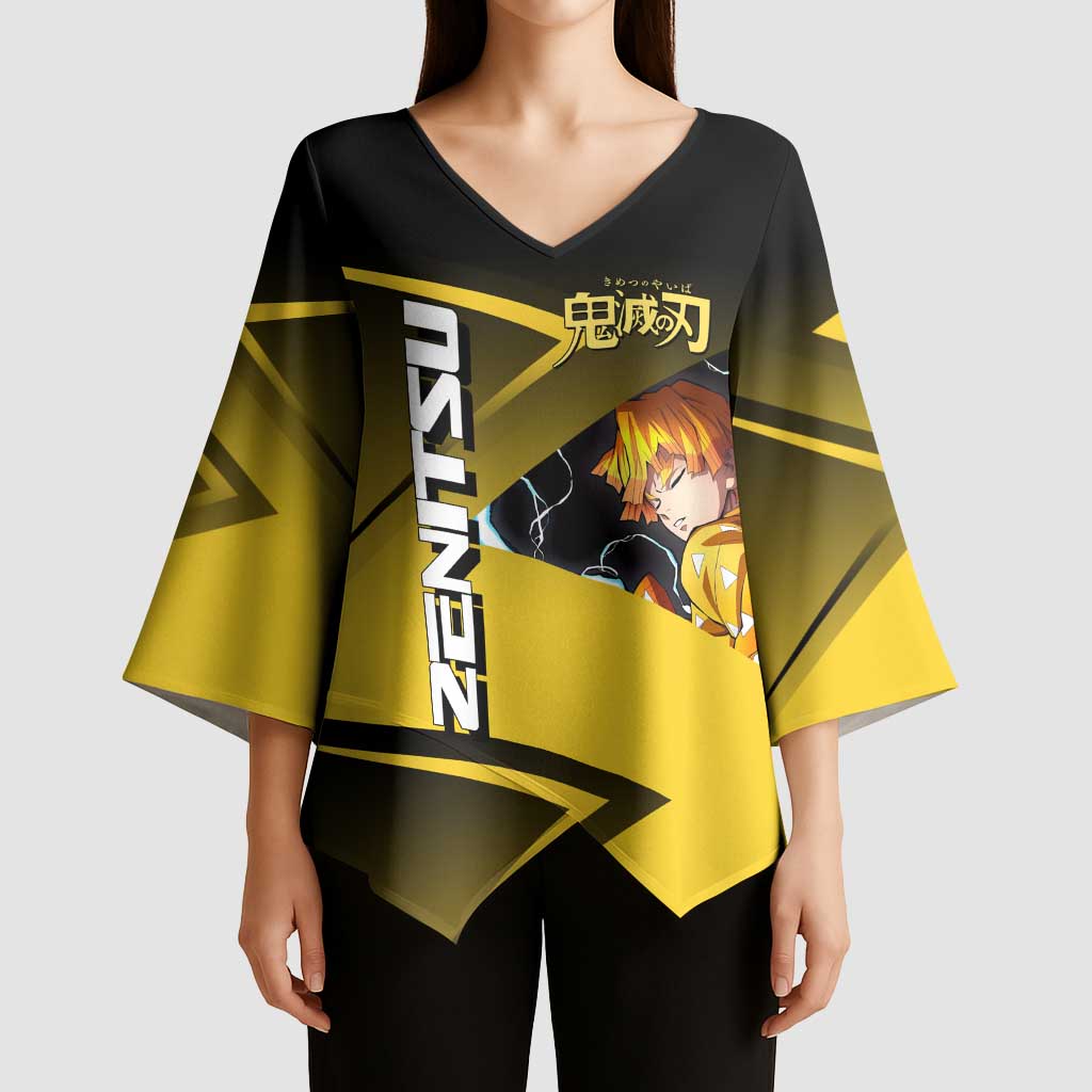Zenitsu Agatsuma Thunder Smash Kimono Sleeve Blouse Sporty Anime Mashup Style
