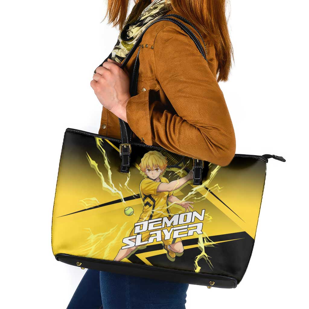 Zenitsu Agatsuma Thunder Smash Leather Tote Bag Sporty Anime Mashup Style