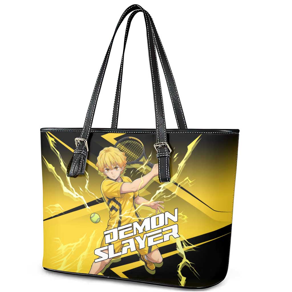 Zenitsu Agatsuma Thunder Smash Leather Tote Bag Sporty Anime Mashup Style