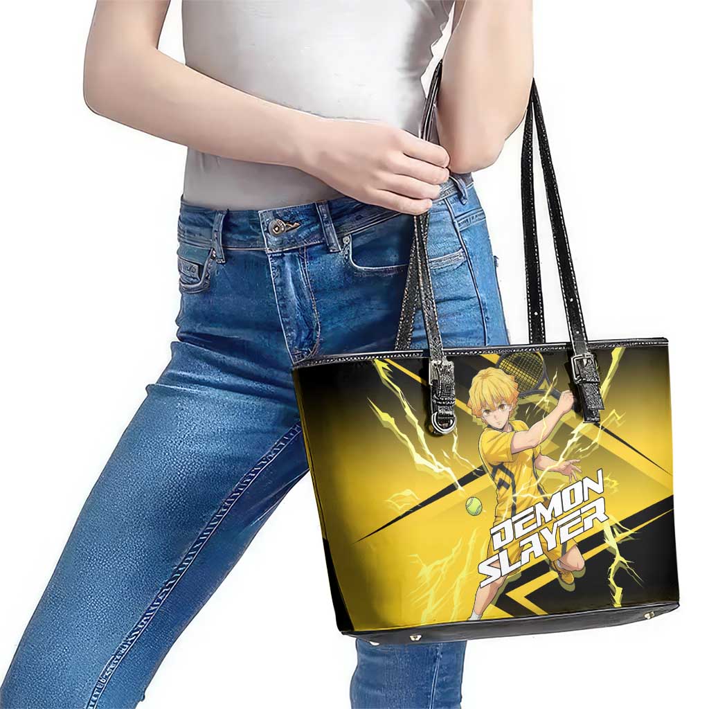 Zenitsu Agatsuma Thunder Smash Leather Tote Bag Sporty Anime Mashup Style