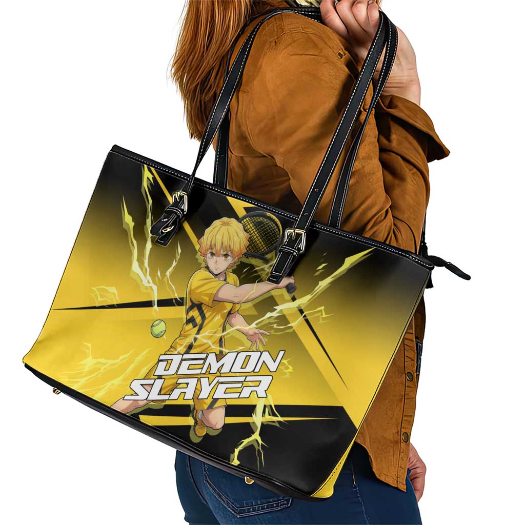 Zenitsu Agatsuma Thunder Smash Leather Tote Bag Sporty Anime Mashup Style