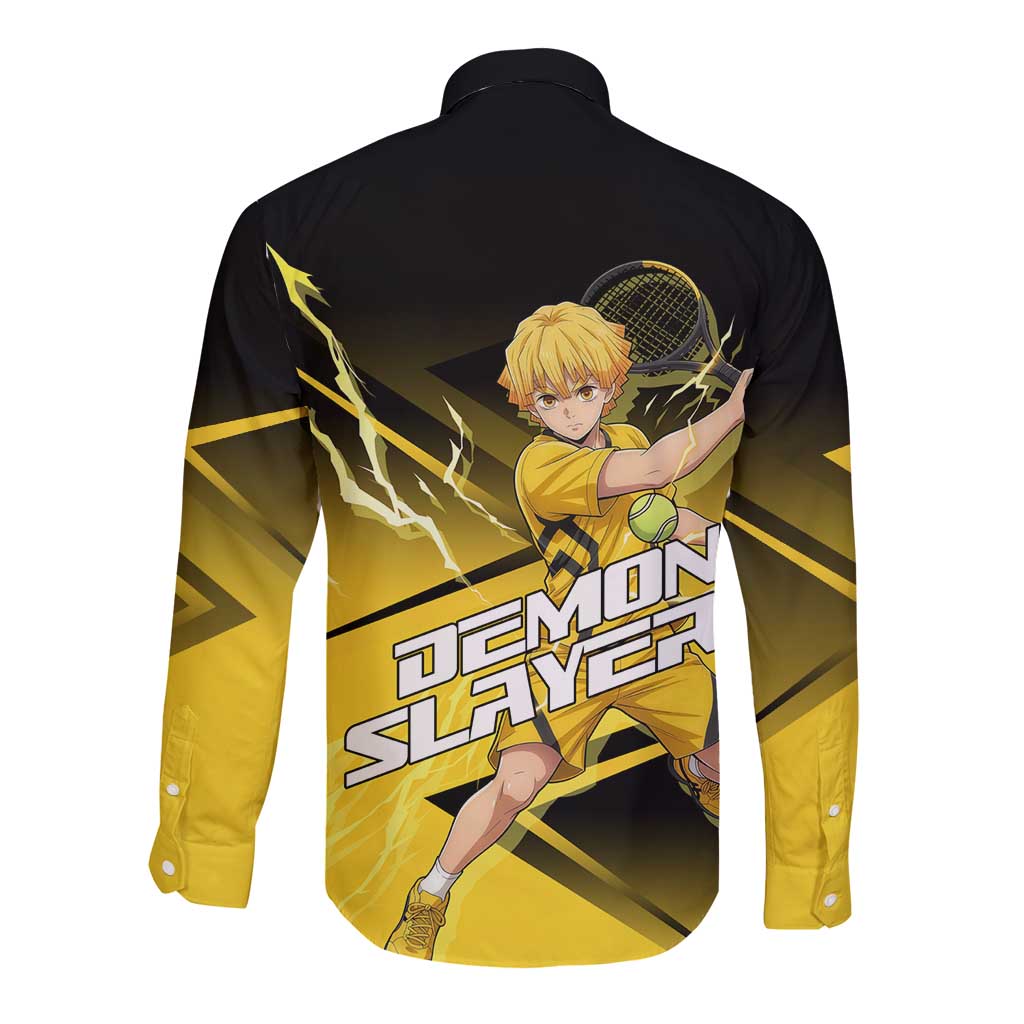 Zenitsu Agatsuma Thunder Smash Long Sleeve Button Shirt Sporty Anime Mashup Style