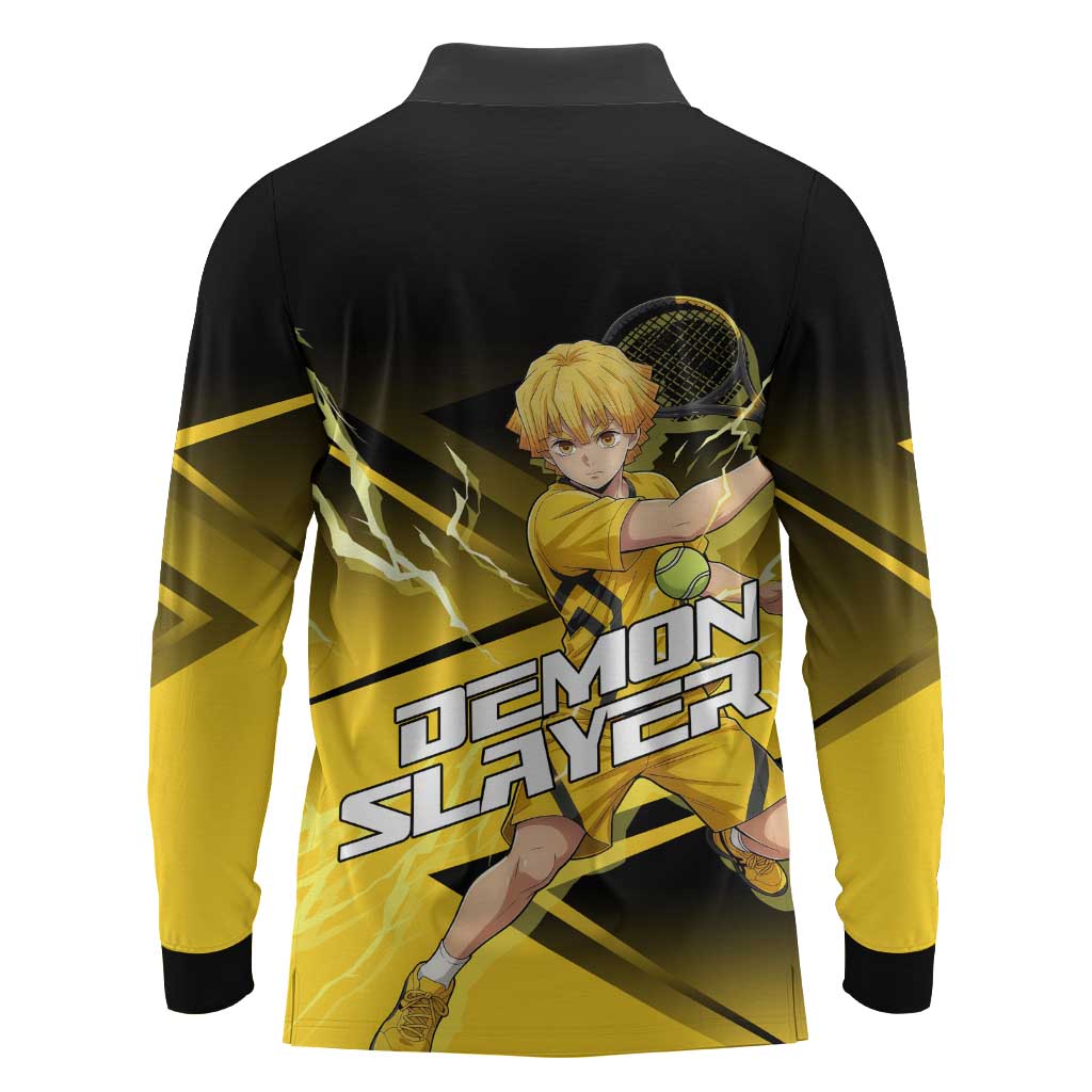 Zenitsu Agatsuma Thunder Smash Long Sleeve Polo Shirt Sporty Anime Mashup Style