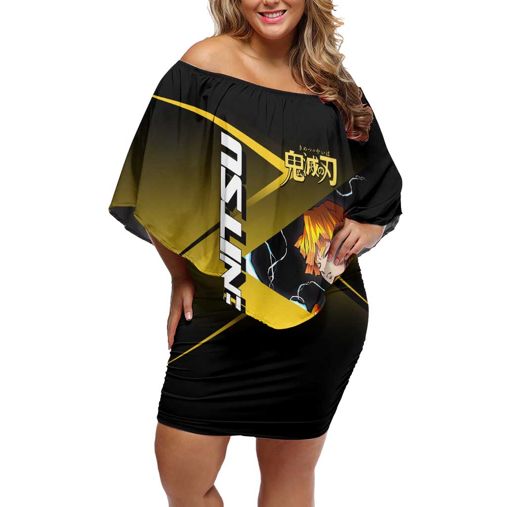 Zenitsu Agatsuma Thunder Smash Off Shoulder Short Dress Sporty Anime Mashup Style