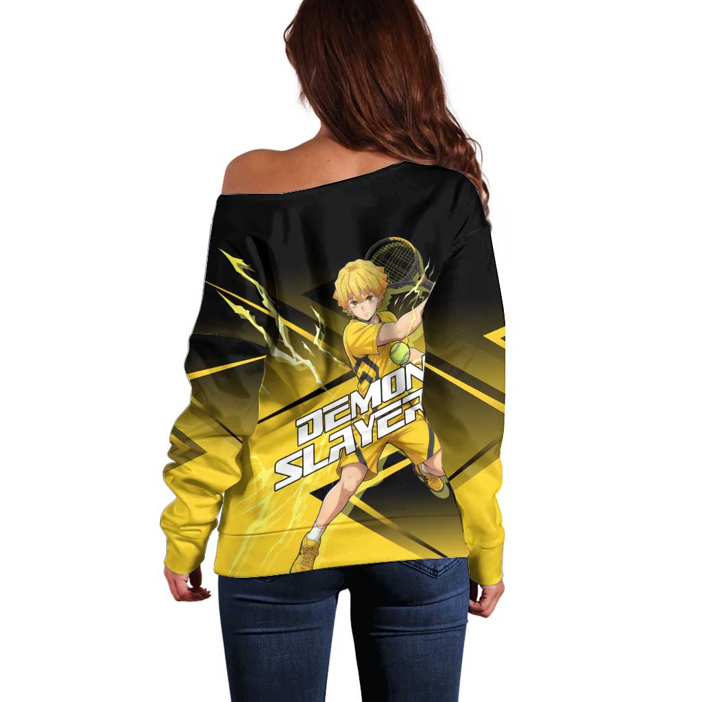 Zenitsu Agatsuma Thunder Smash Off Shoulder Sweater Sporty Anime Mashup Style