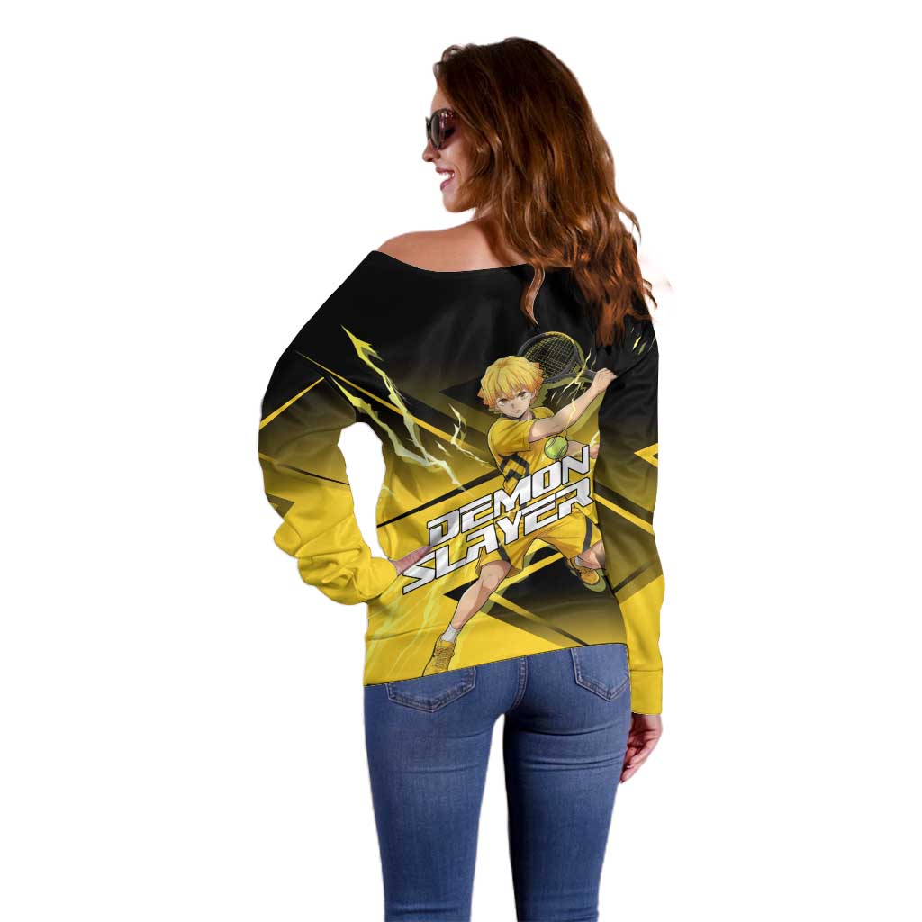 Zenitsu Agatsuma Thunder Smash Off Shoulder Sweater Sporty Anime Mashup Style