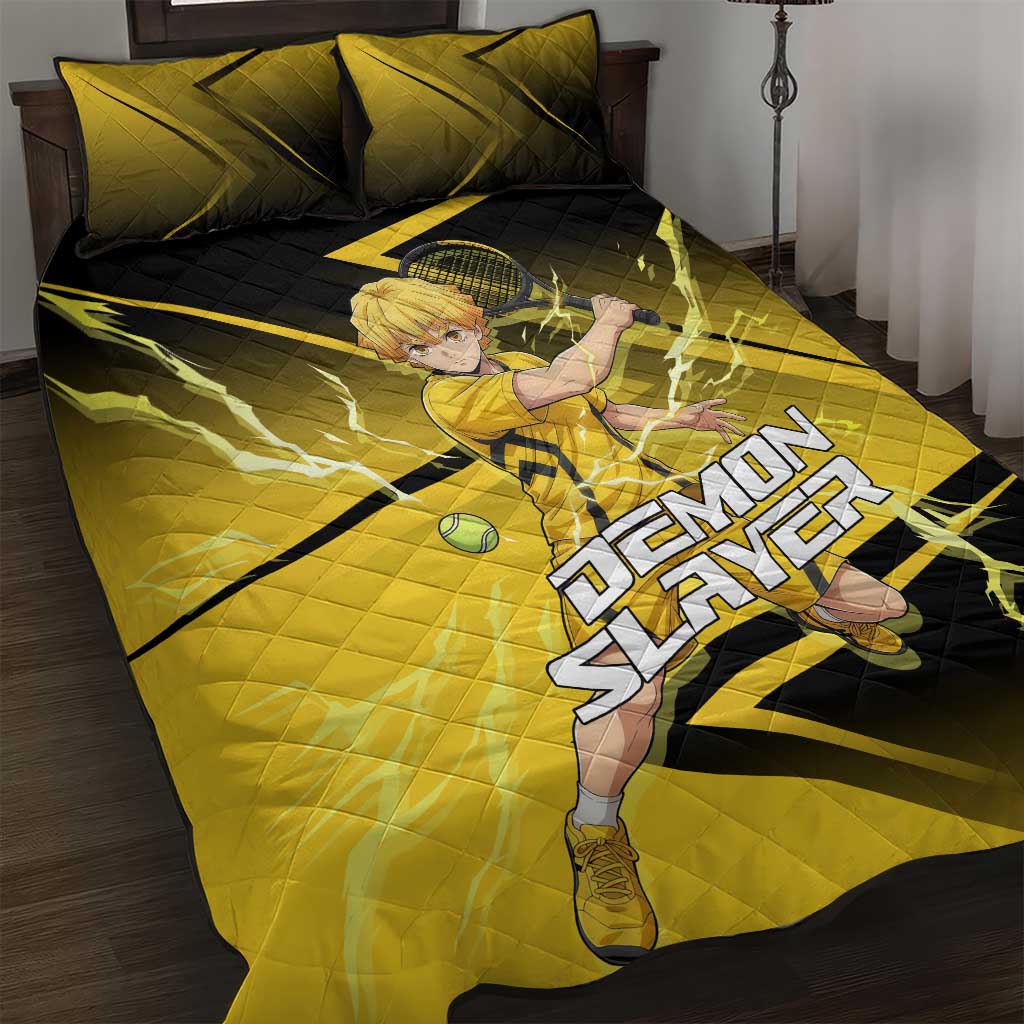 Zenitsu Agatsuma Thunder Smash Quilt Bed Set Sporty Anime Mashup Style