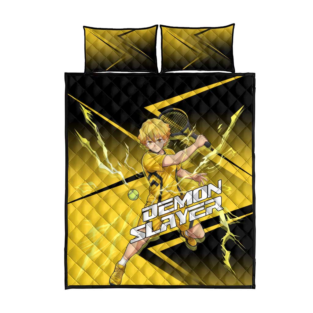 Zenitsu Agatsuma Thunder Smash Quilt Bed Set Sporty Anime Mashup Style