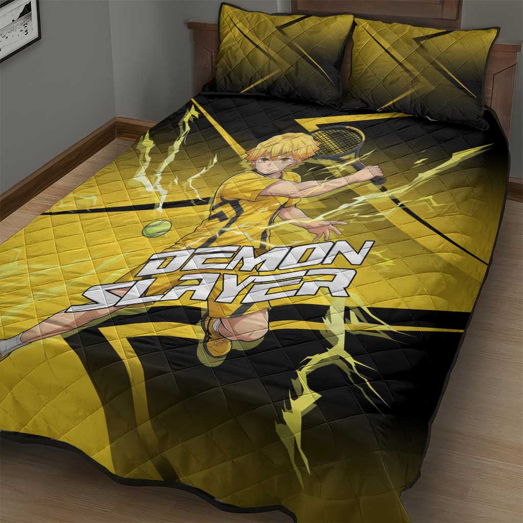 Zenitsu Agatsuma Thunder Smash Quilt Bed Set Sporty Anime Mashup Style