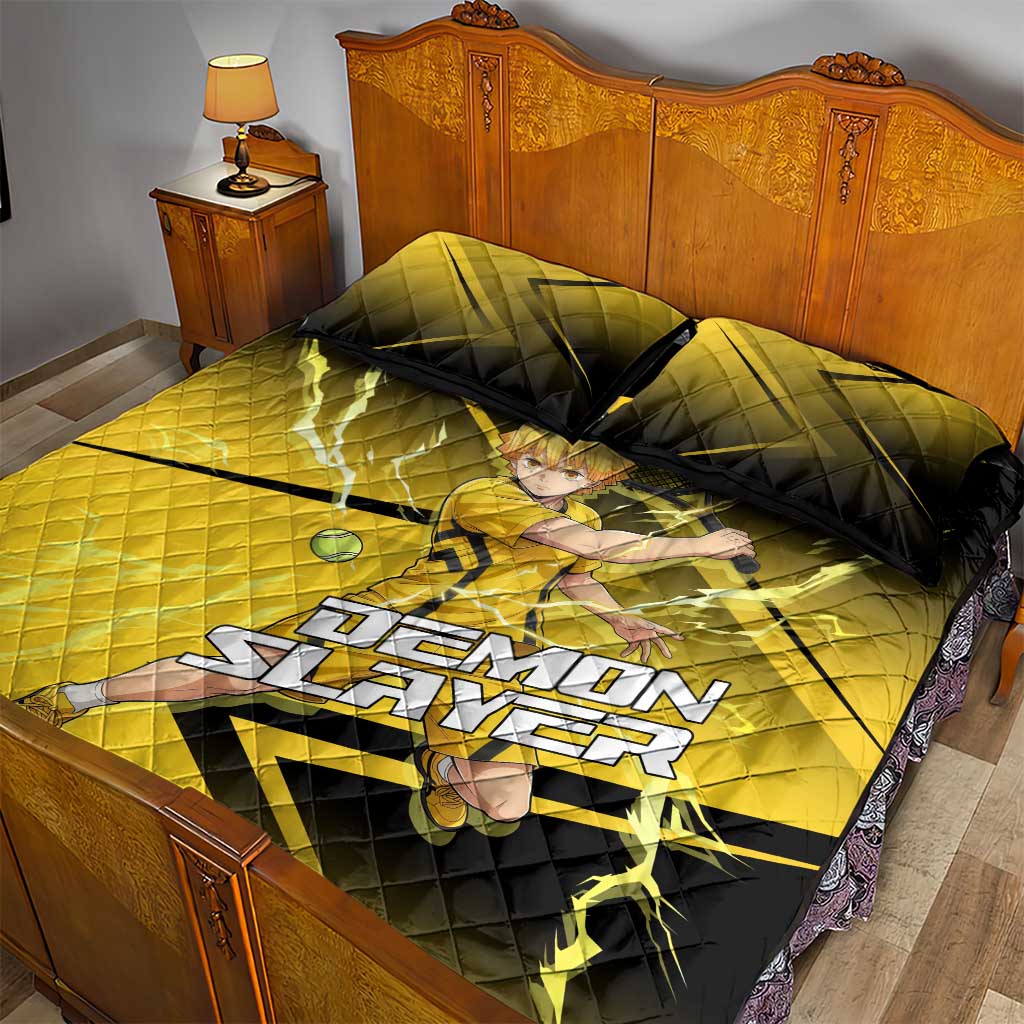 Zenitsu Agatsuma Thunder Smash Quilt Bed Set Sporty Anime Mashup Style