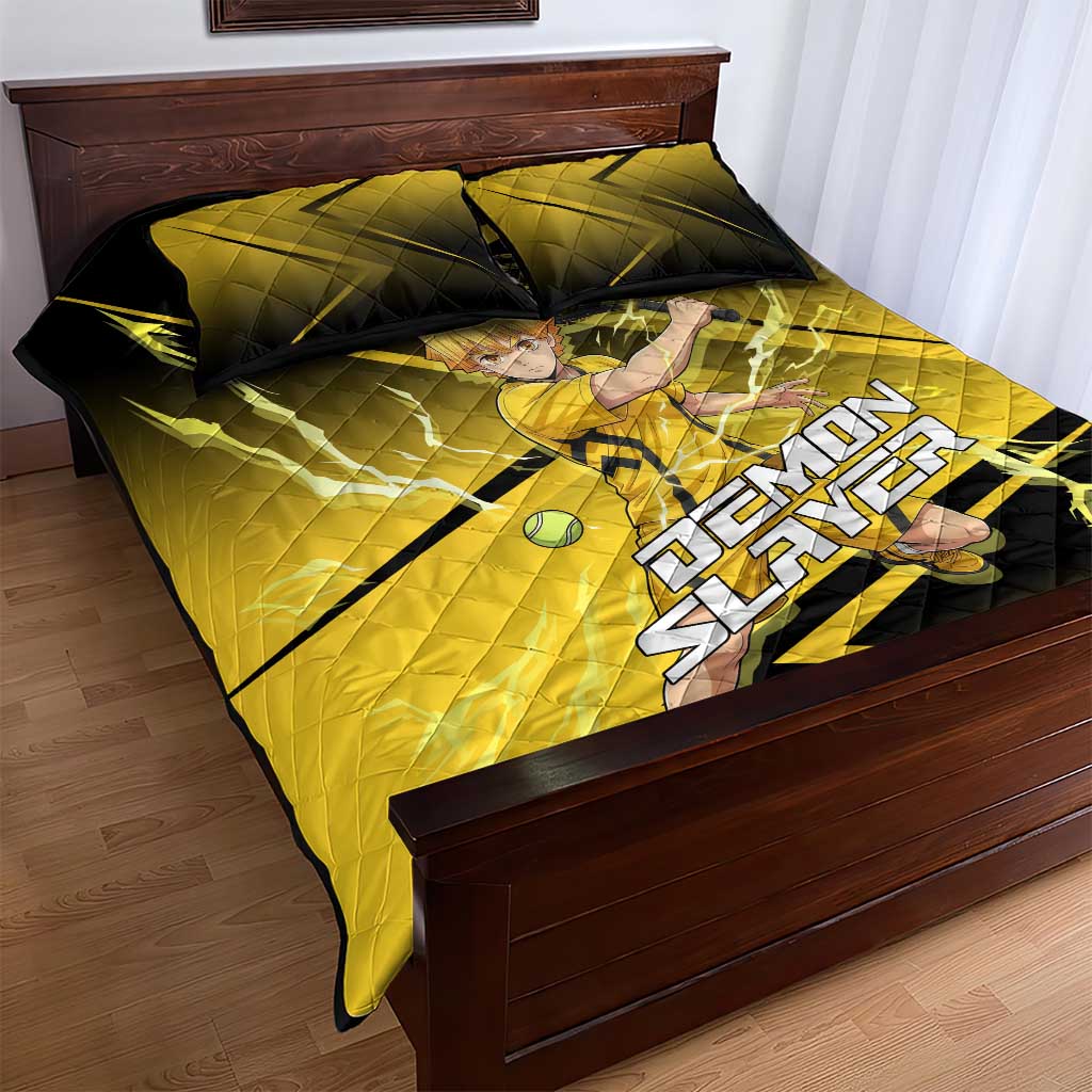 Zenitsu Agatsuma Thunder Smash Quilt Bed Set Sporty Anime Mashup Style