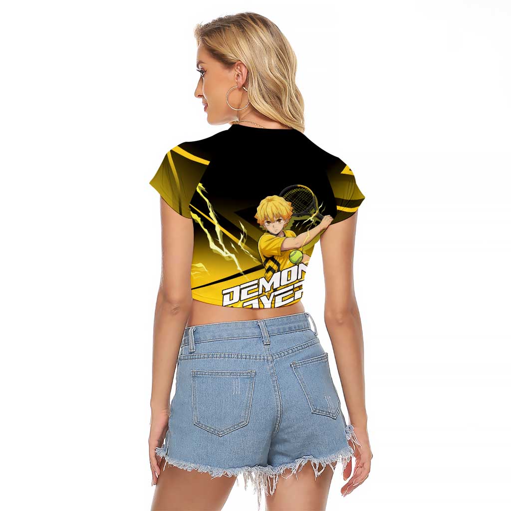 Zenitsu Agatsuma Thunder Smash Raglan Cropped T Shirt Sporty Anime Mashup Style