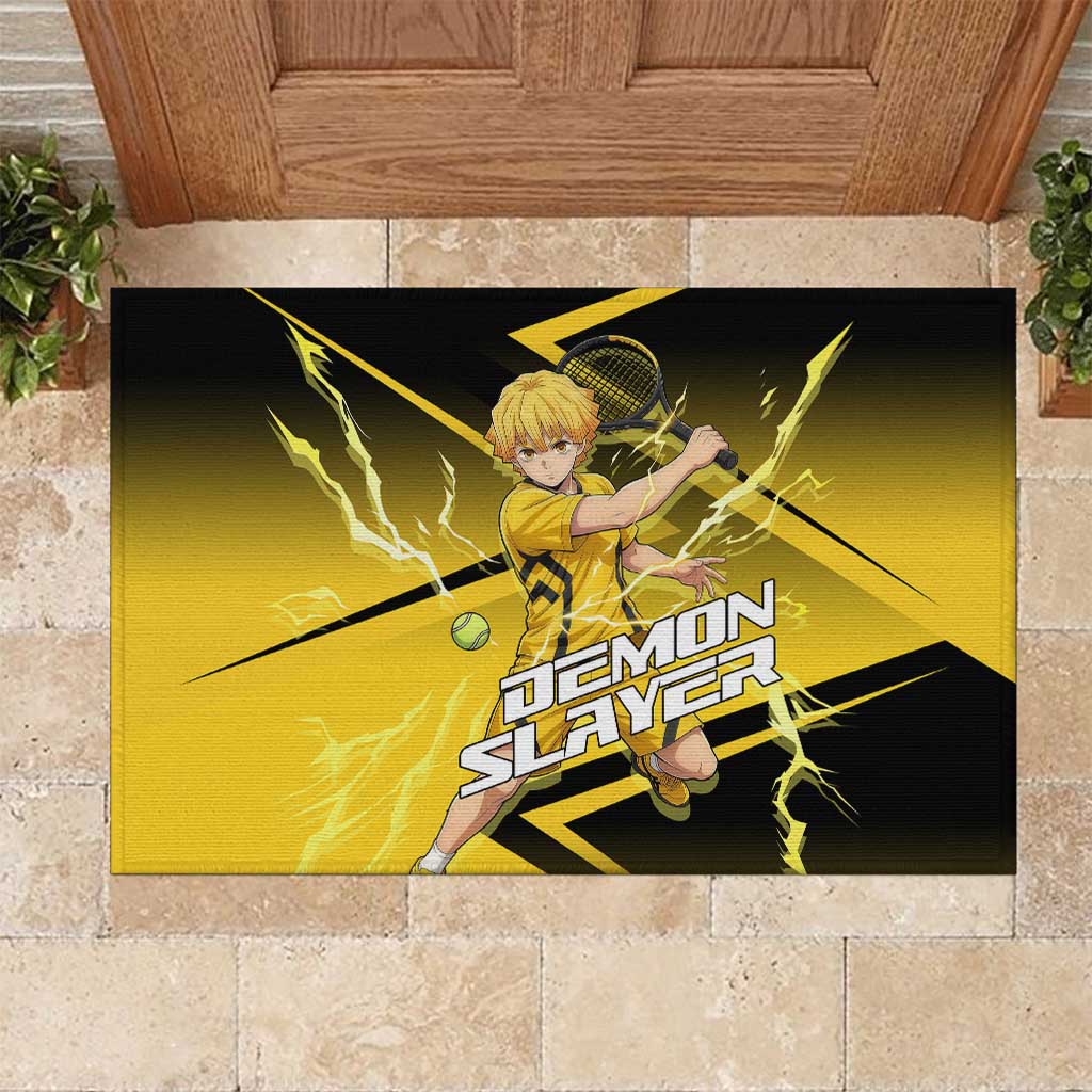 Zenitsu Agatsuma Thunder Smash Rubber Doormat Sporty Anime Mashup Style