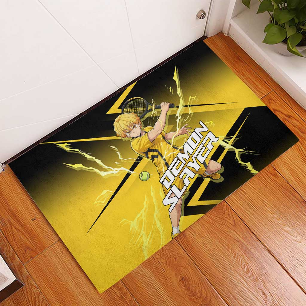 Zenitsu Agatsuma Thunder Smash Rubber Doormat Sporty Anime Mashup Style