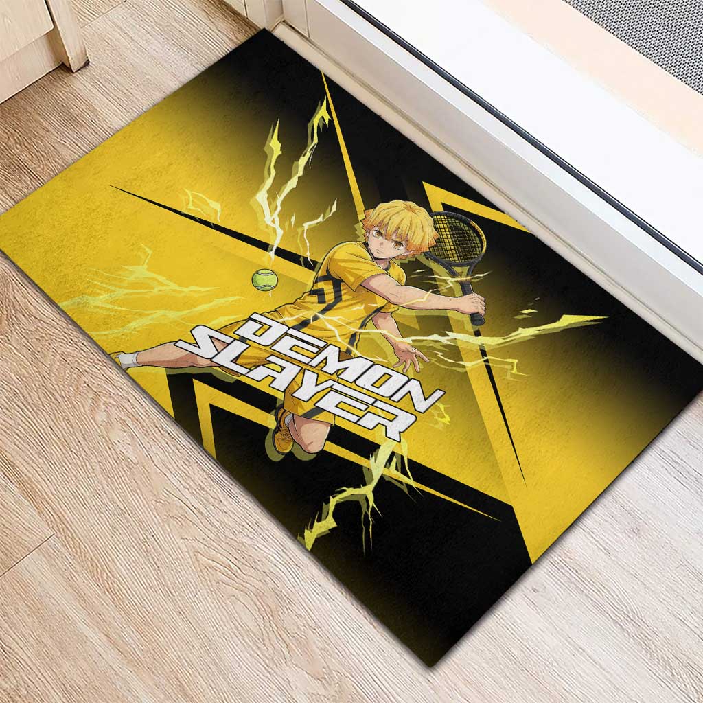 Zenitsu Agatsuma Thunder Smash Rubber Doormat Sporty Anime Mashup Style