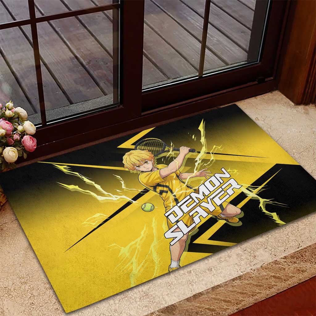 Zenitsu Agatsuma Thunder Smash Rubber Doormat Sporty Anime Mashup Style