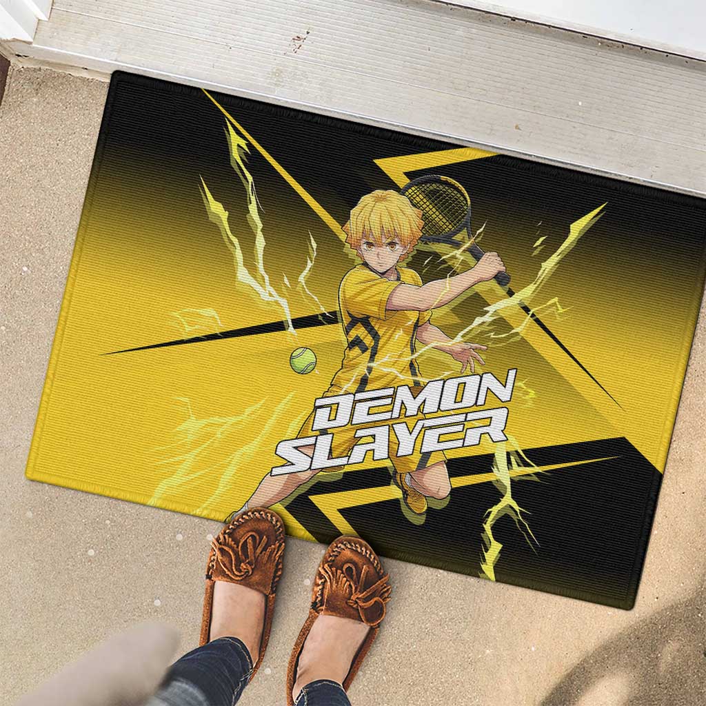 Zenitsu Agatsuma Thunder Smash Rubber Doormat Sporty Anime Mashup Style