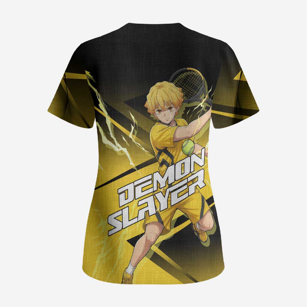 Zenitsu Agatsuma Thunder Smash Scrub Top Sporty Anime Mashup Style