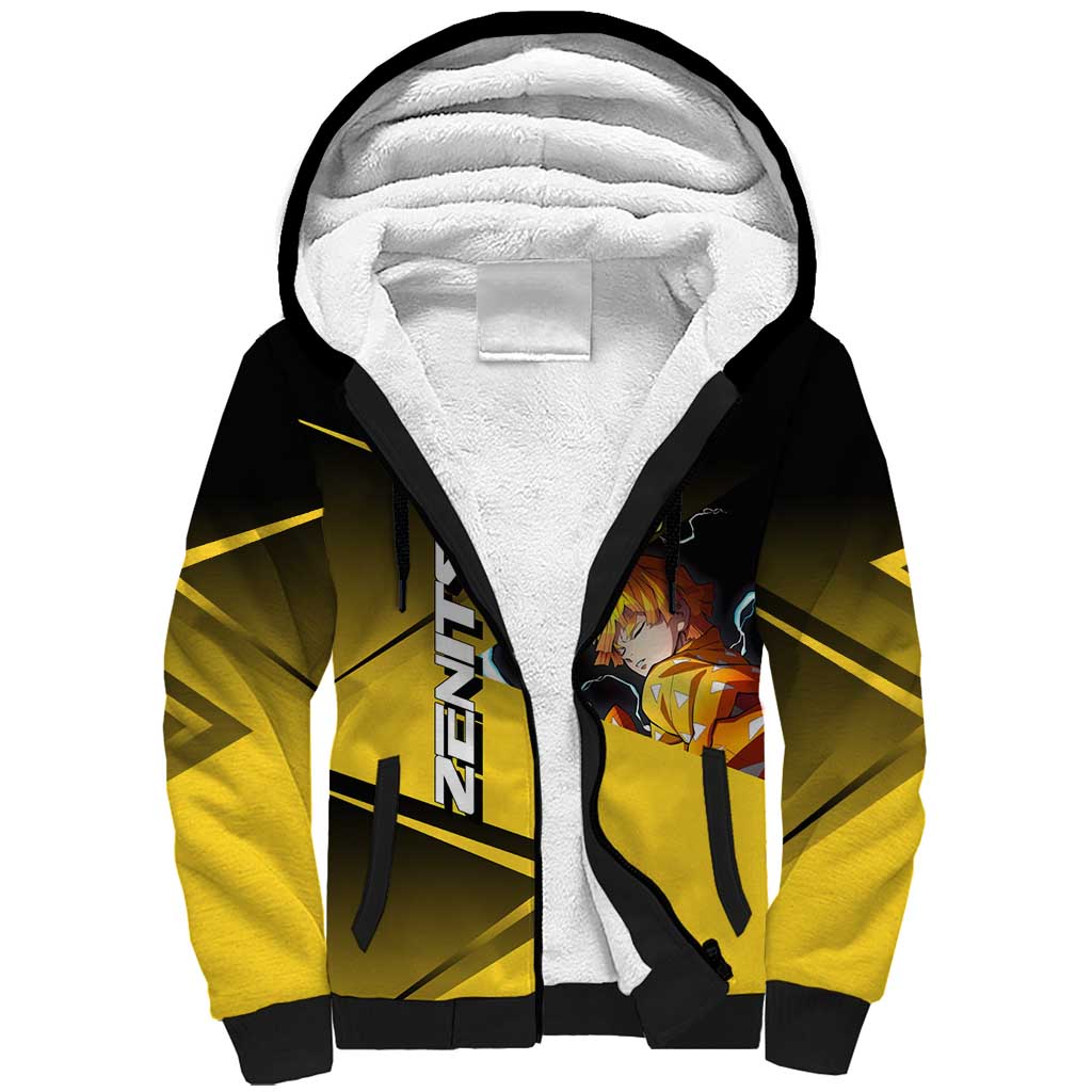 Zenitsu Agatsuma Thunder Smash Sherpa Hoodie Sporty Anime Mashup Style
