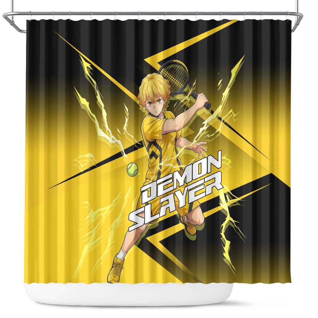 Zenitsu Agatsuma Thunder Smash Shower Curtain Sporty Anime Mashup Style