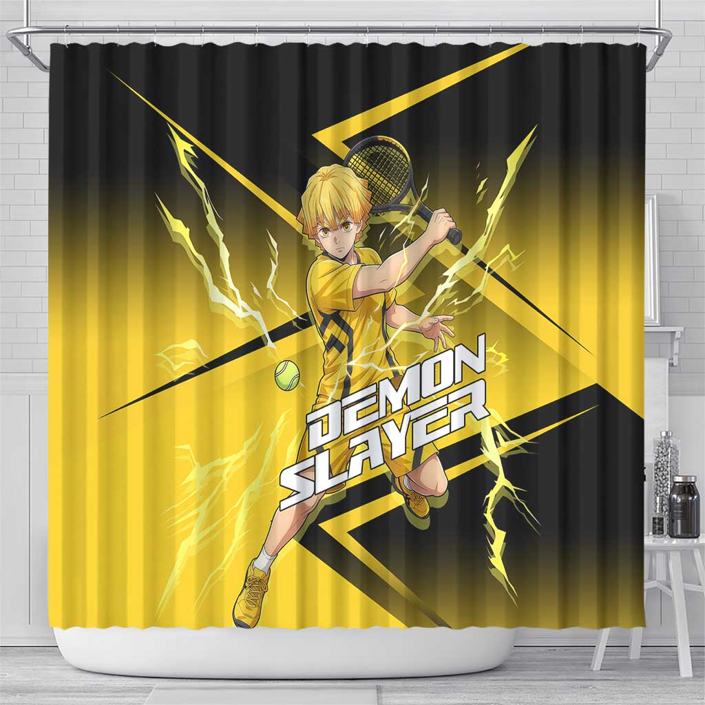 Zenitsu Agatsuma Thunder Smash Shower Curtain Sporty Anime Mashup Style