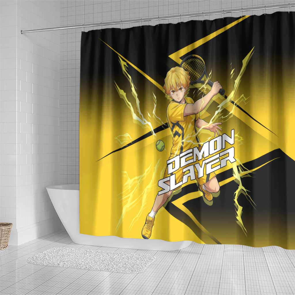 Zenitsu Agatsuma Thunder Smash Shower Curtain Sporty Anime Mashup Style