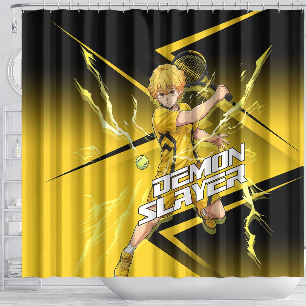 Zenitsu Agatsuma Thunder Smash Shower Curtain Sporty Anime Mashup Style