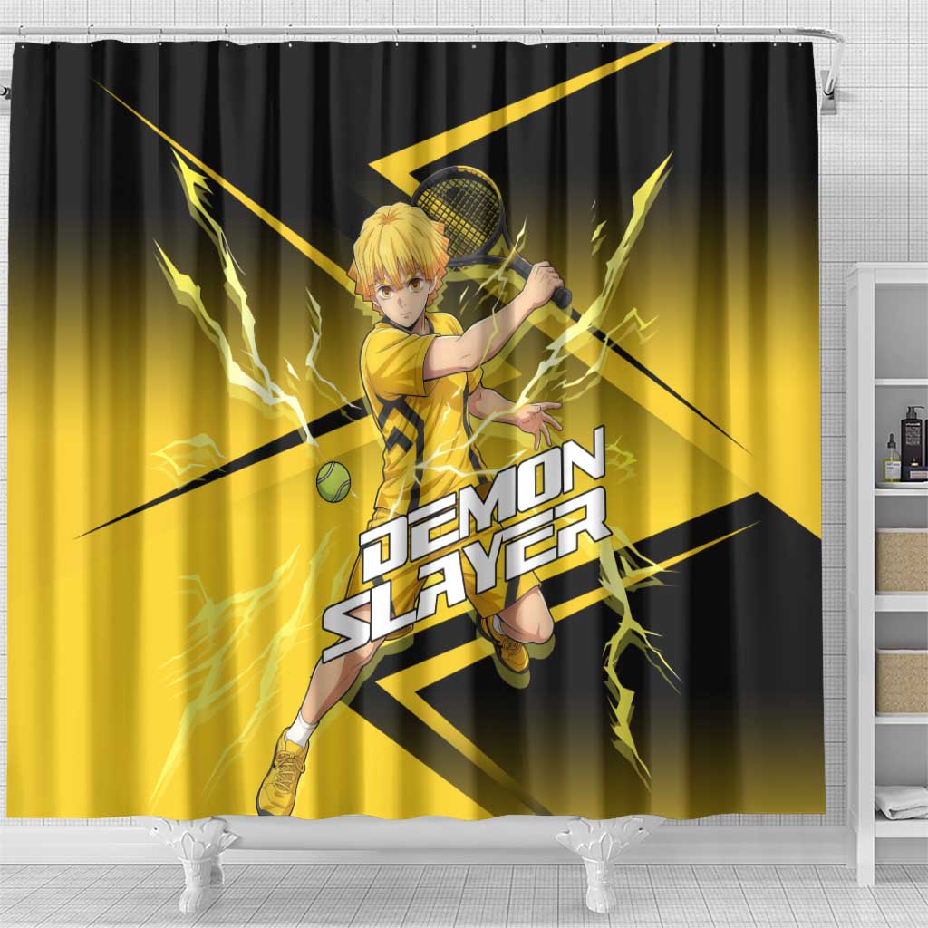 Zenitsu Agatsuma Thunder Smash Shower Curtain Sporty Anime Mashup Style