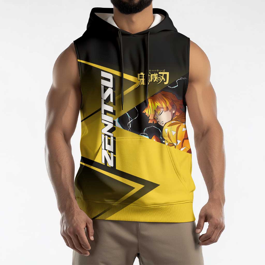 Zenitsu Agatsuma Thunder Smash Sleeveless Hoodie Sporty Anime Mashup Style