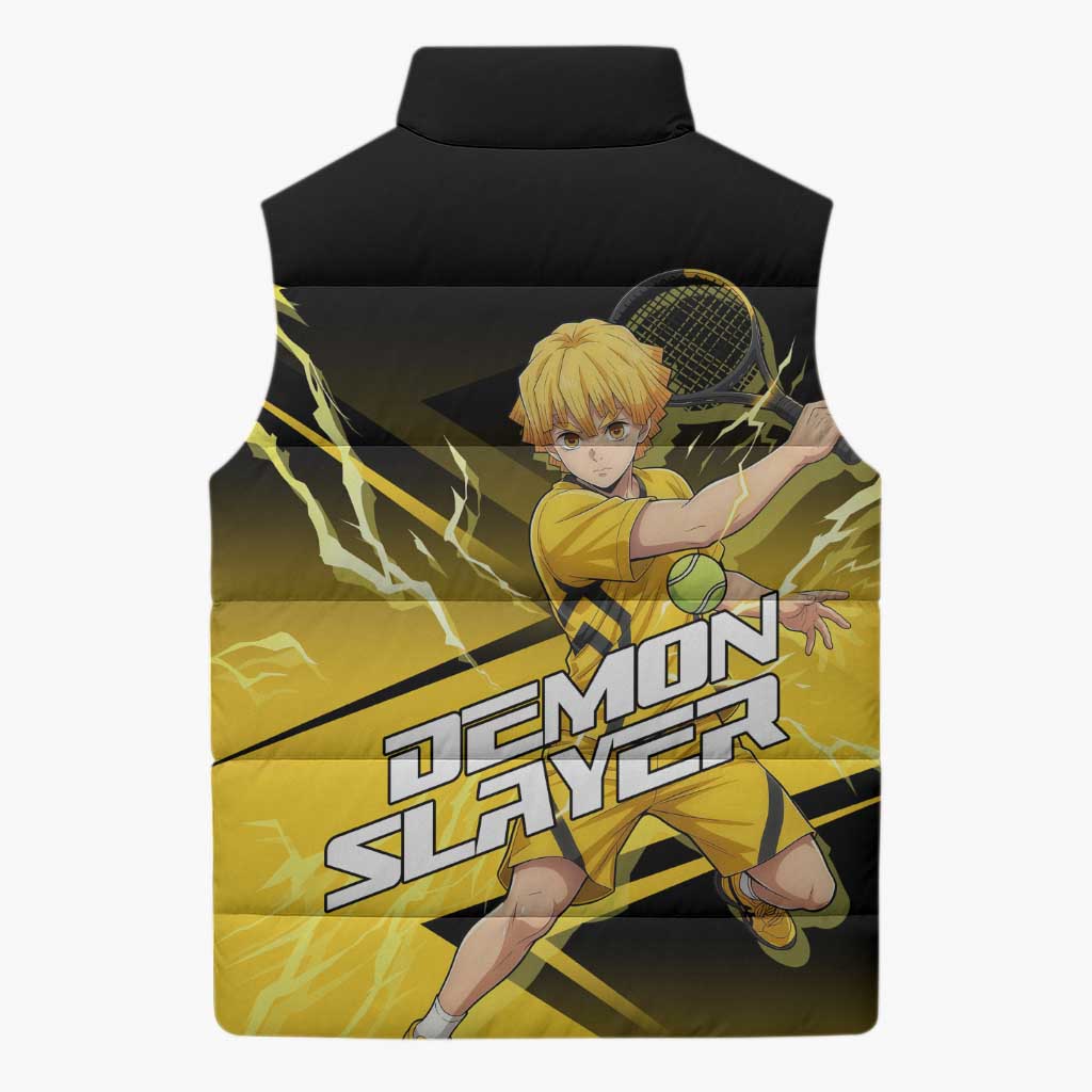 Zenitsu Agatsuma Thunder Smash Sleeveless Puffer Jacket Sporty Anime Mashup Style