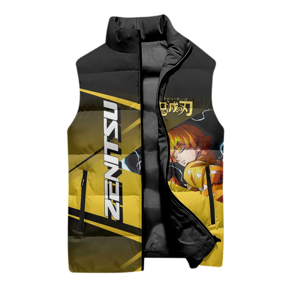 Zenitsu Agatsuma Thunder Smash Sleeveless Puffer Jacket Sporty Anime Mashup Style
