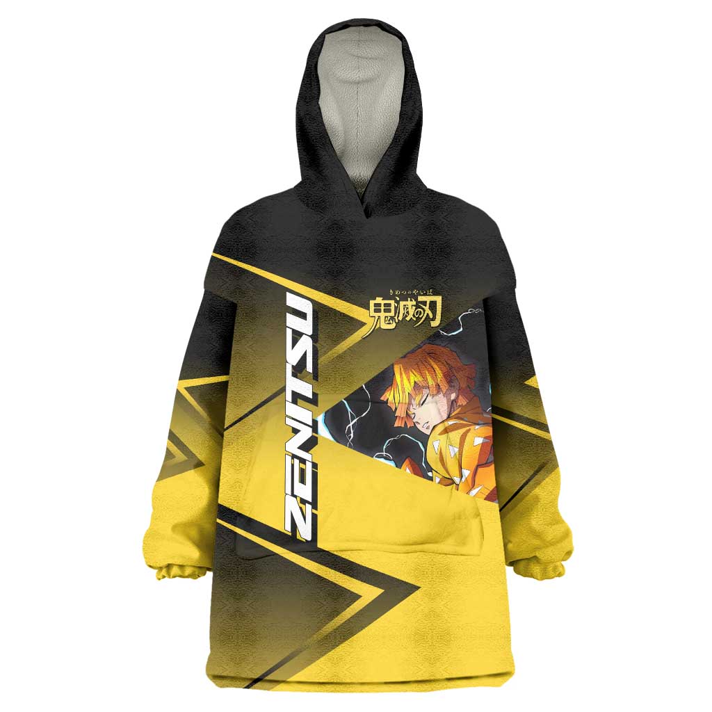 Zenitsu Agatsuma Thunder Smash Wearable Blanket Hoodie Sporty Anime Mashup Style