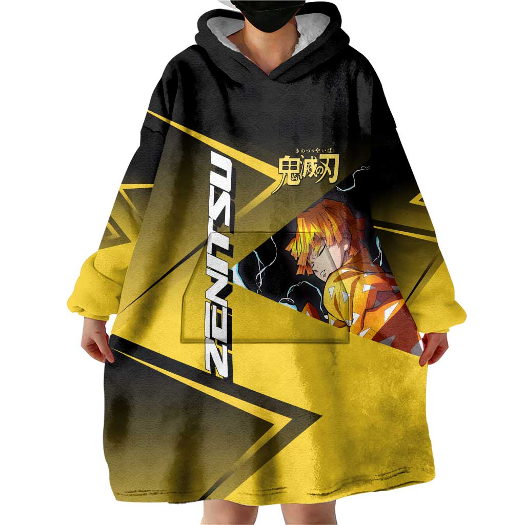 Zenitsu Agatsuma Thunder Smash Wearable Blanket Hoodie Sporty Anime Mashup Style