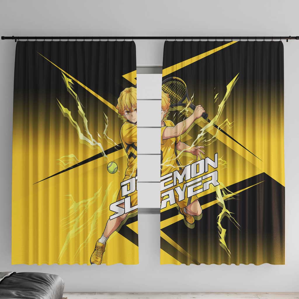 Zenitsu Agatsuma Thunder Smash Window Curtain Sporty Anime Mashup Style
