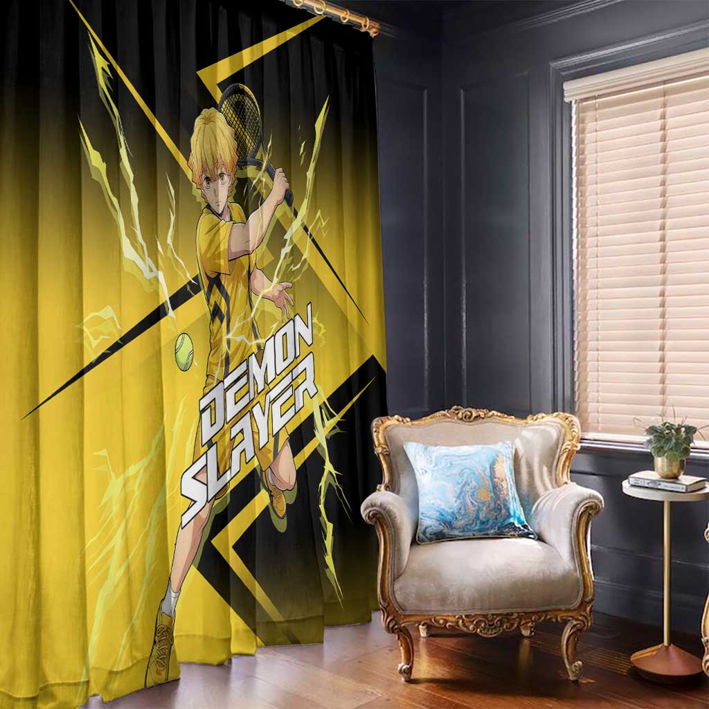 Zenitsu Agatsuma Thunder Smash Window Curtain Sporty Anime Mashup Style