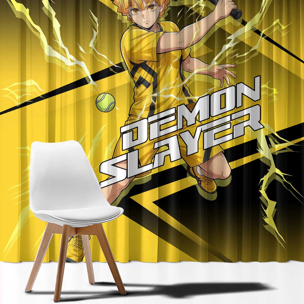 Zenitsu Agatsuma Thunder Smash Window Curtain Sporty Anime Mashup Style