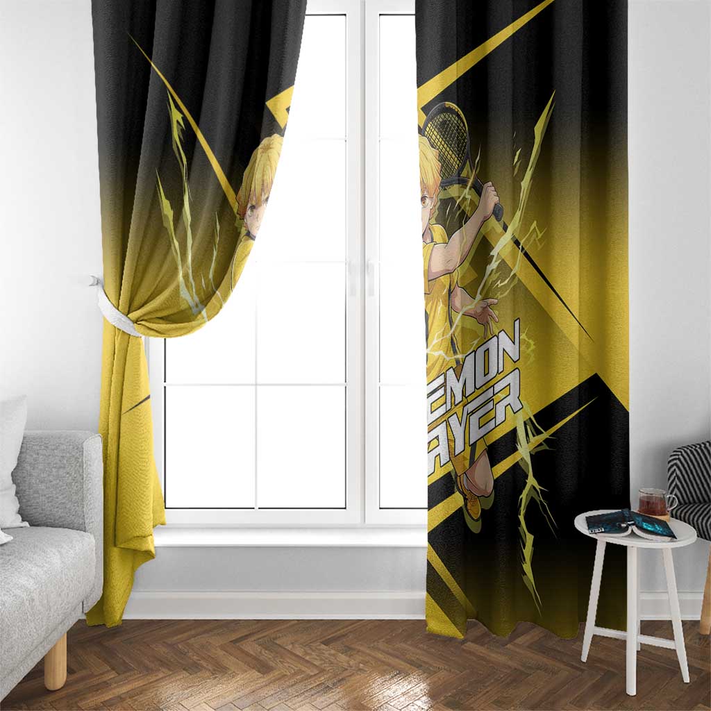 Zenitsu Agatsuma Thunder Smash Window Curtain Sporty Anime Mashup Style