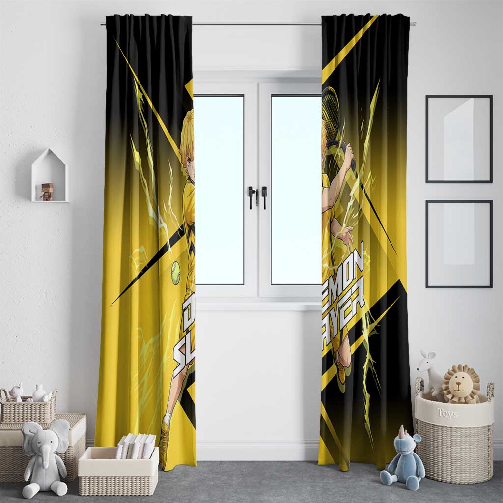 Zenitsu Agatsuma Thunder Smash Window Curtain Sporty Anime Mashup Style